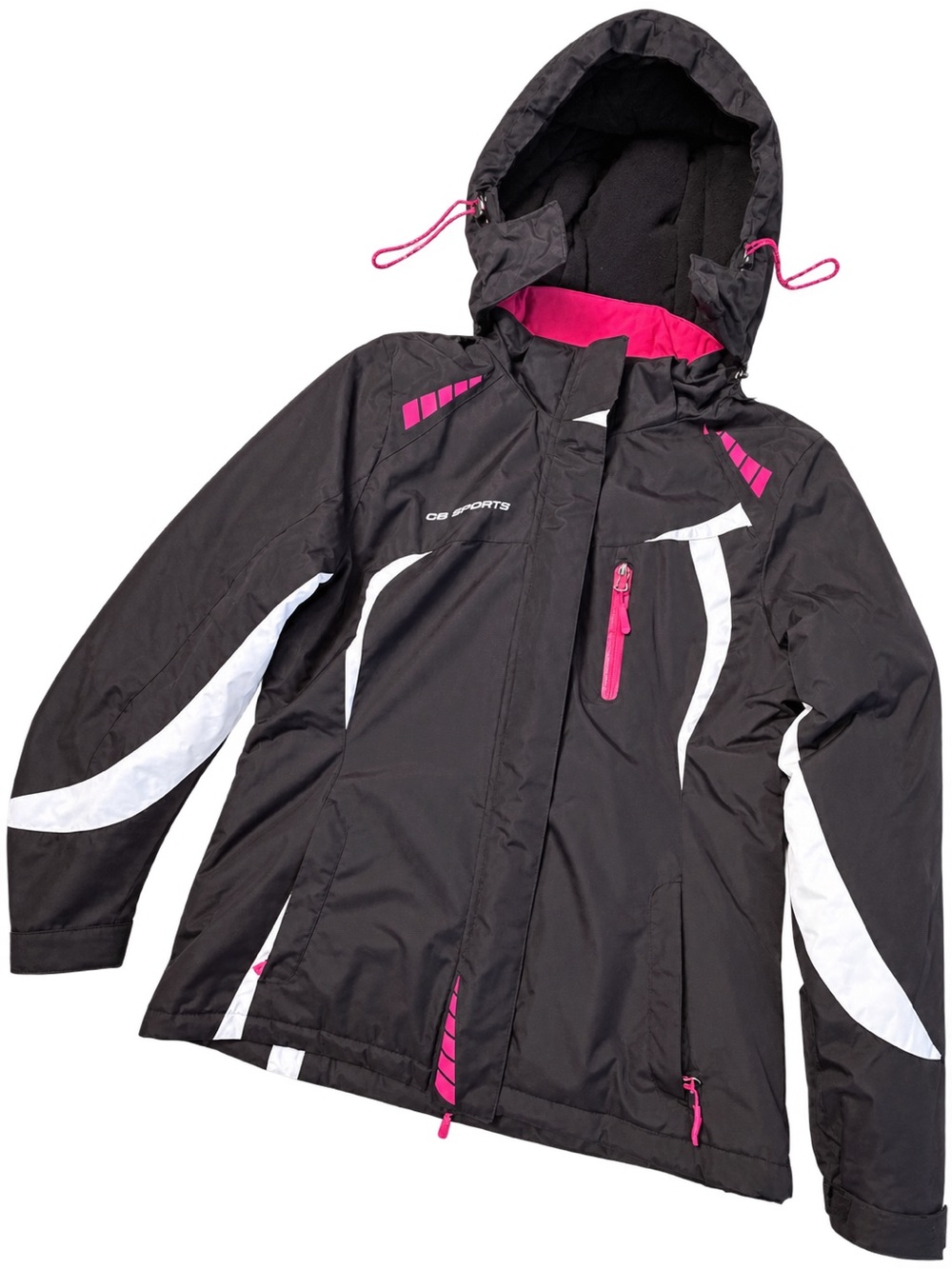 GB Sports Girls' Black & Pink Hooded Ski Jacket - Insulated Winter Coat